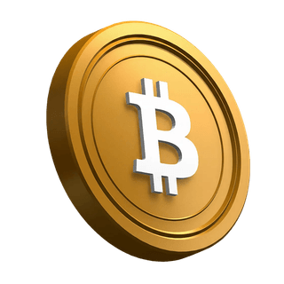Bitcoin (BTC) Moneta inclinata nella grafica della sezione hero