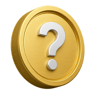 Punto interrogativo su moneta d'oro decorativa in 3D, nella pagina delle FAQ